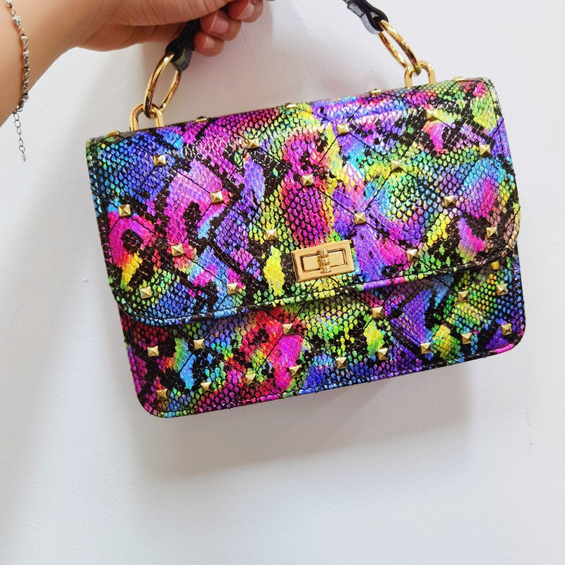 Round Bags Bling Money Purse Snakeskin