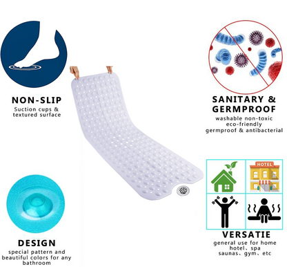 Blue Bathroom Non-Slip Bath Tub Mat With Suction Cup