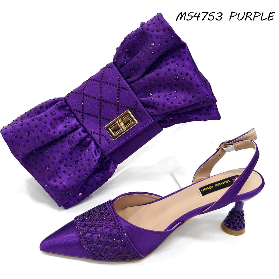 Luxury Fuchsia Handbag Set Slipper Matching Purse