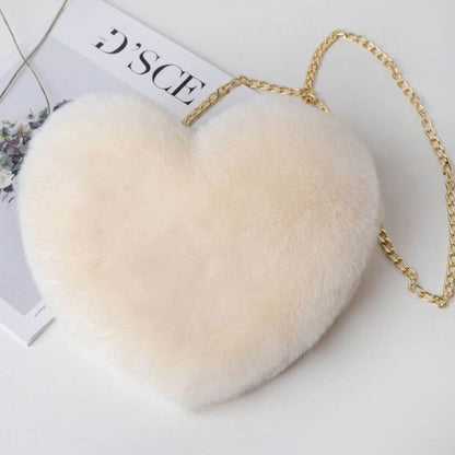 Fur Heart Shaped Purse