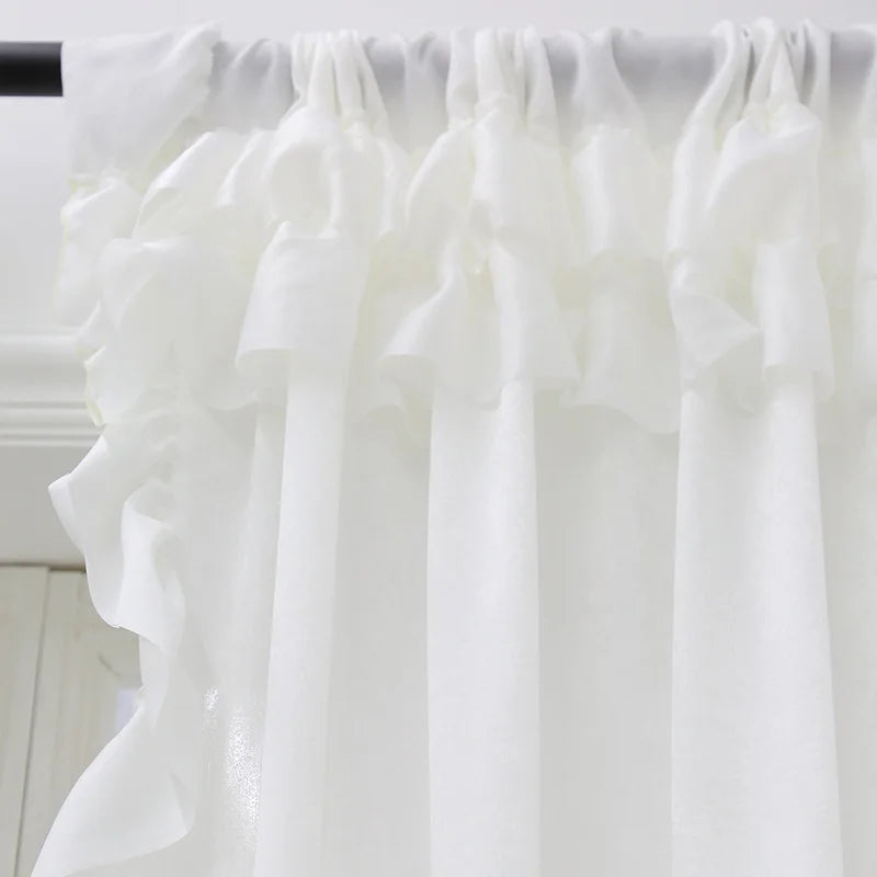 White Ruffle Sheer Curtain