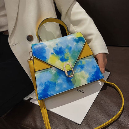 Rainbow Graffiti Tie Dye Flap  Handbags Purse Women