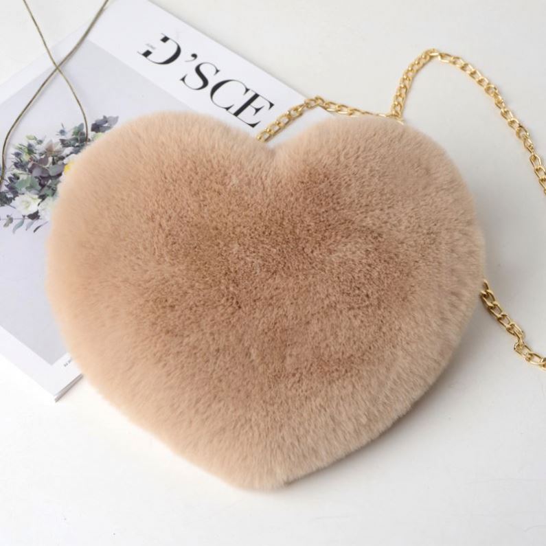 Fur Heart Shaped Purse