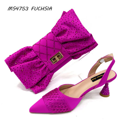 Luxury Fuchsia Handbag Set Slipper Matching Purse
