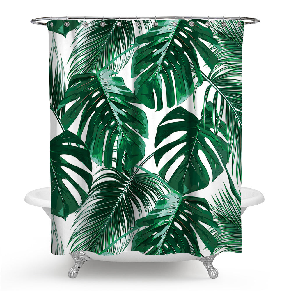 Shower Curtains Bathroom Tropical Leaves Plant