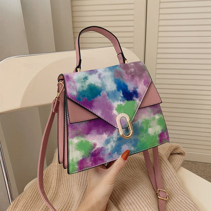 Rainbow Graffiti Tie Dye Flap  Handbags Purse Women