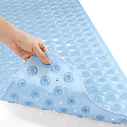 Blue Bathroom Non-Slip Bath Tub Mat With Suction Cup