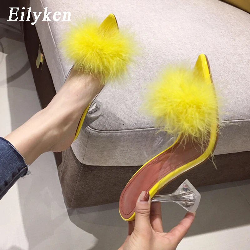 Women's Fashion Furry Slipper Heels