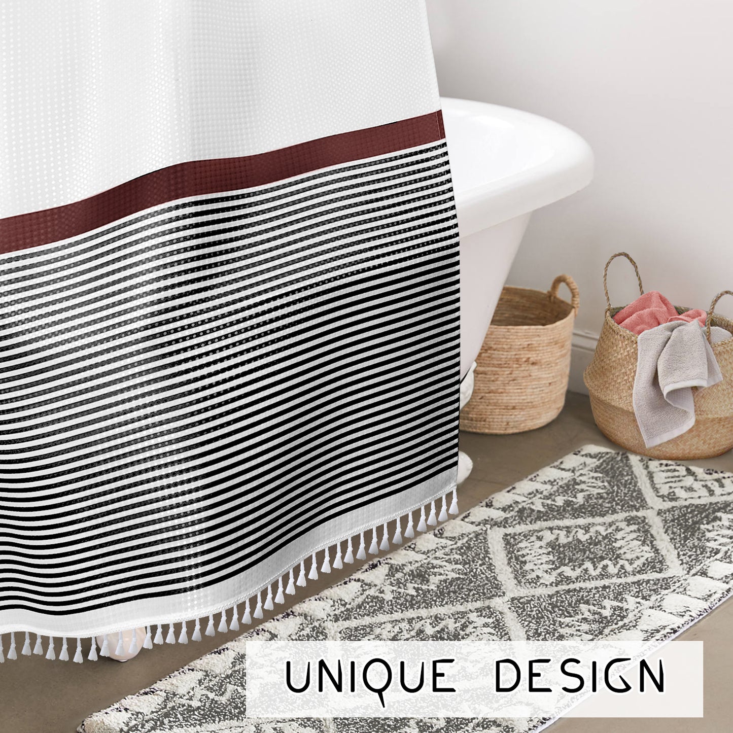 Tassel Shower Curtain Striped Shower Curtain