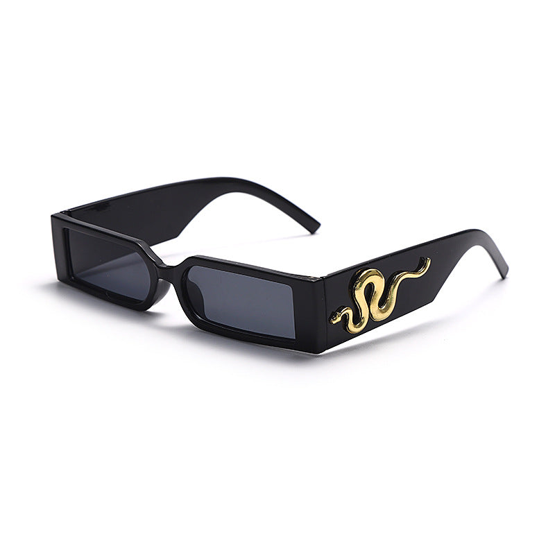New small frame hip-hop diamond-encrusted snake sunglasses retro trend personality square wide-leg sunglasses