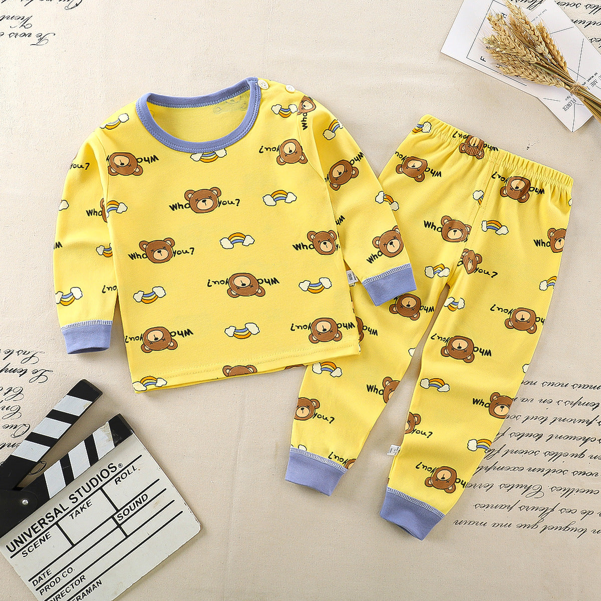Children's underwear set cotton pajamas girls baby long johns cotton boys home clothes children's clothing wholesale