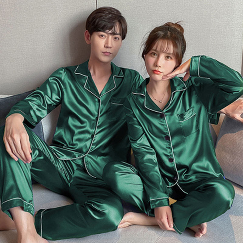 Couple series ice silk various solid color pajamas summer cool short-sleeved silk shorts simple style home clothes suit