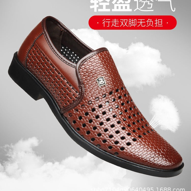 Men's sandals 2024 new summer casual  hole shoes hollow men's leather sandals wholesale one piece drop shipping