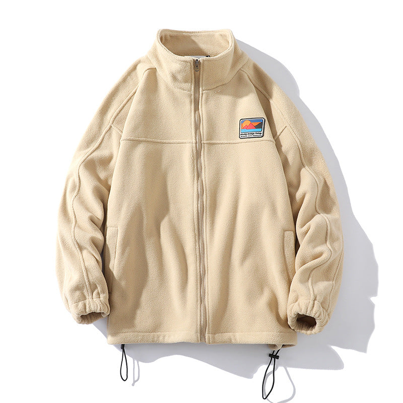 Autumn and winter new national fashion men's sweatshirt couple's shirt American patch embroidered LOGO cardigan men's sweatshirt stand collar jacket