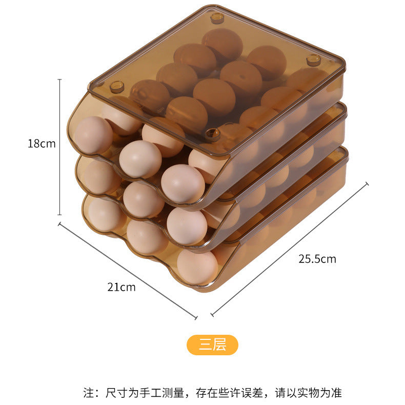 Egg carton automatic egg rolling slide design refrigerator storage box crisper anti-fall large multi-layer storage artifact