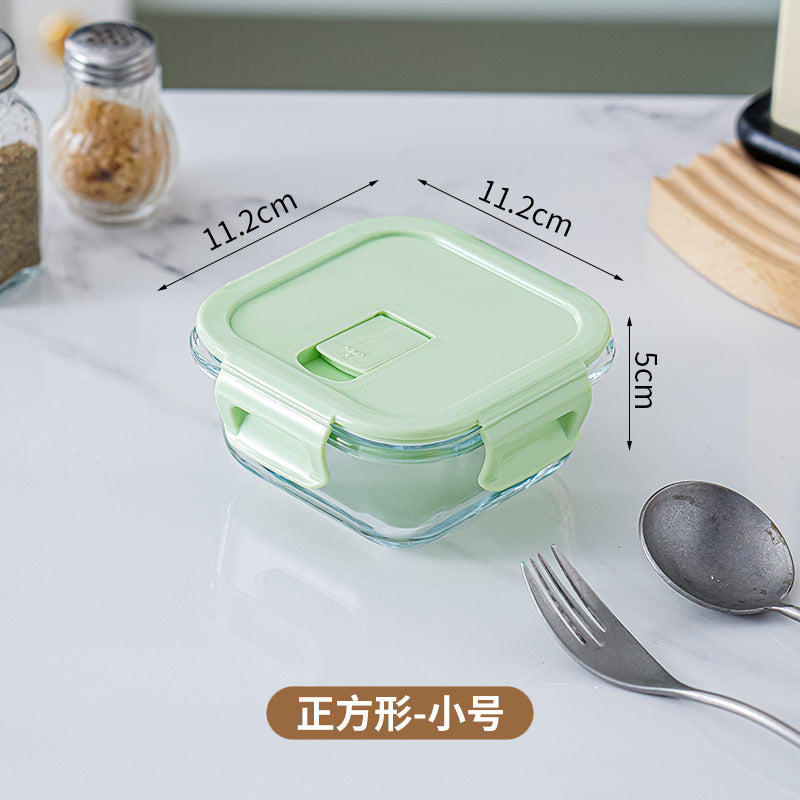 Glass lunch box can be put into the microwave student heating lunch box rectangular lunch box office worker fresh-keeping box household bowl