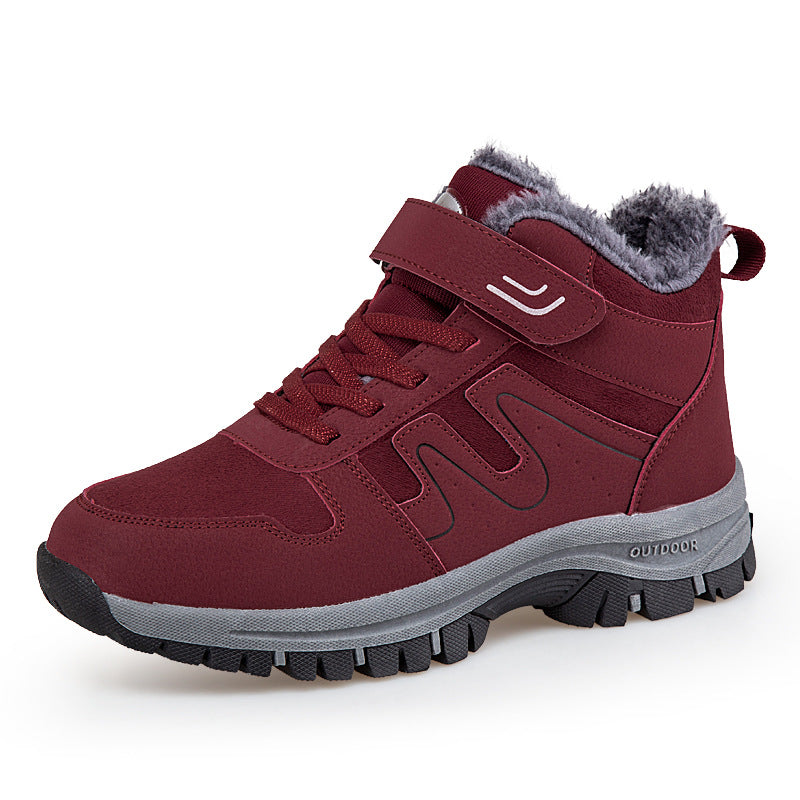 Foot Lijian elderly shoes men's autumn and winter high-top plus velvet thickened cotton shoes sports non-slip walking shoes mother snow boots