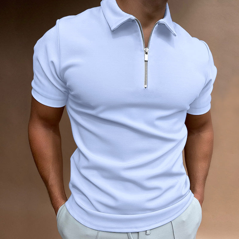 Cross-border 2023 spring men's polo shirt solid color short-sleeved lapel t-shirt casual fit tops European and American men's clothing