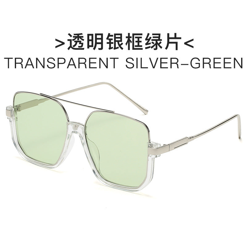 Plain double bridge large frame anti-blue light retro glasses ins lower half frame square sunglasses female internet celebrity street photography sunglasses