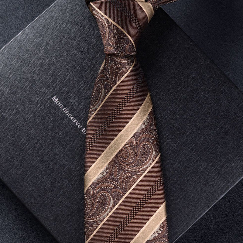 Necktie business tie silk hand tie men's fashion retro business casual professional dress 8CM boxed