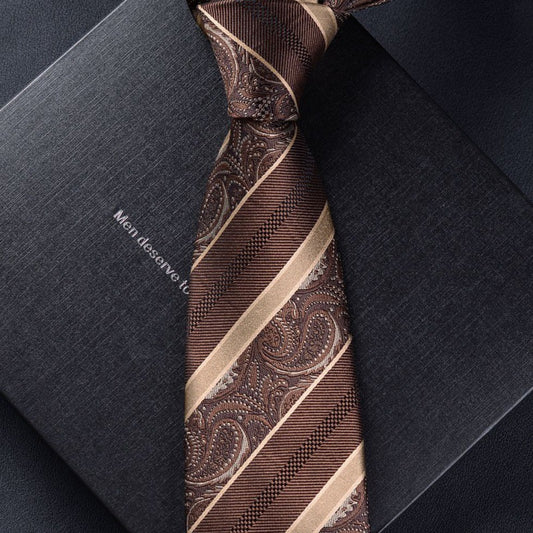 Necktie business tie silk hand tie men's fashion retro business casual professional dress 8CM boxed