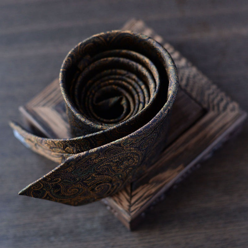 Necktie business tie silk hand tie men's fashion retro business casual professional dress 8CM boxed