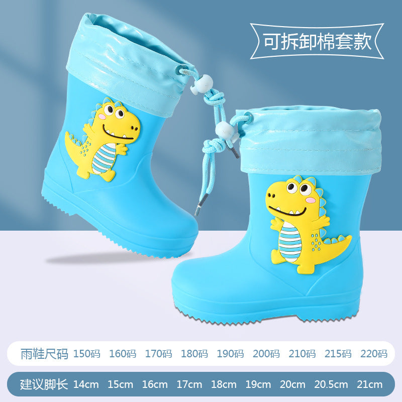 Children's rain boots kindergarten baby new style girls non-slip waterproof rain boots drawstring boy water shoes cartoon high