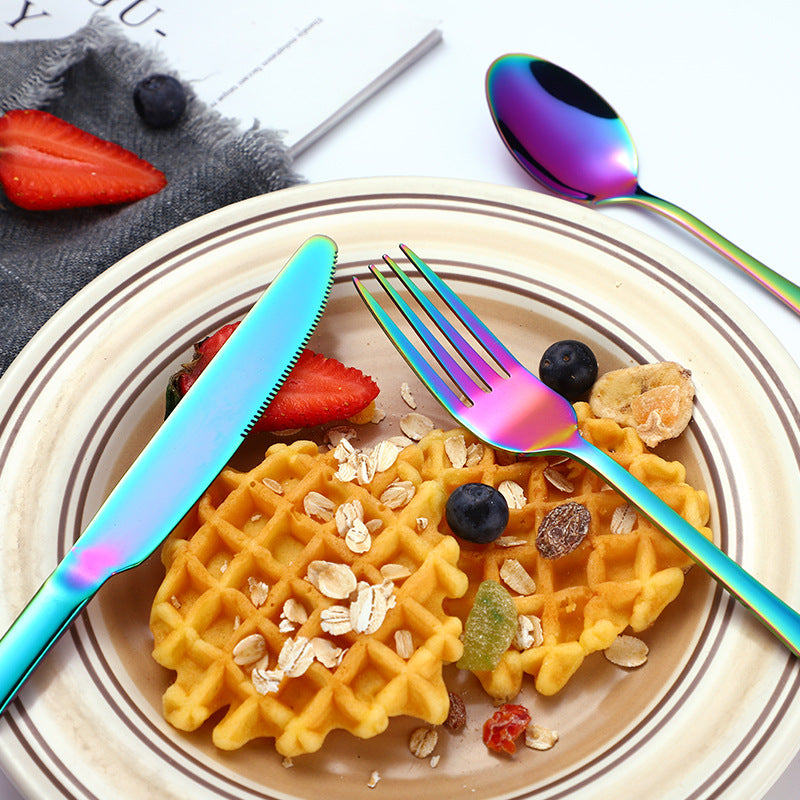 Amazon hot-selling stainless steel tableware 24-piece cutlery set with storage cutlery rack gift box set gift