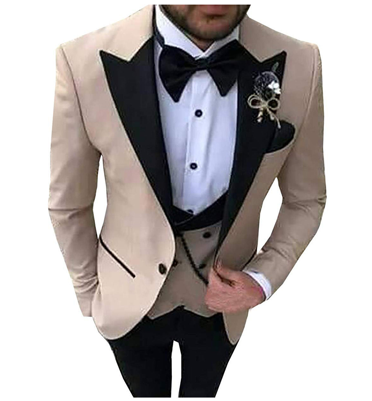 Cross-border Explosive Men's Suit Three-piece Suit Gun Barge Collar Wedding Suit Men's Suit One Drop Shipping Factory
