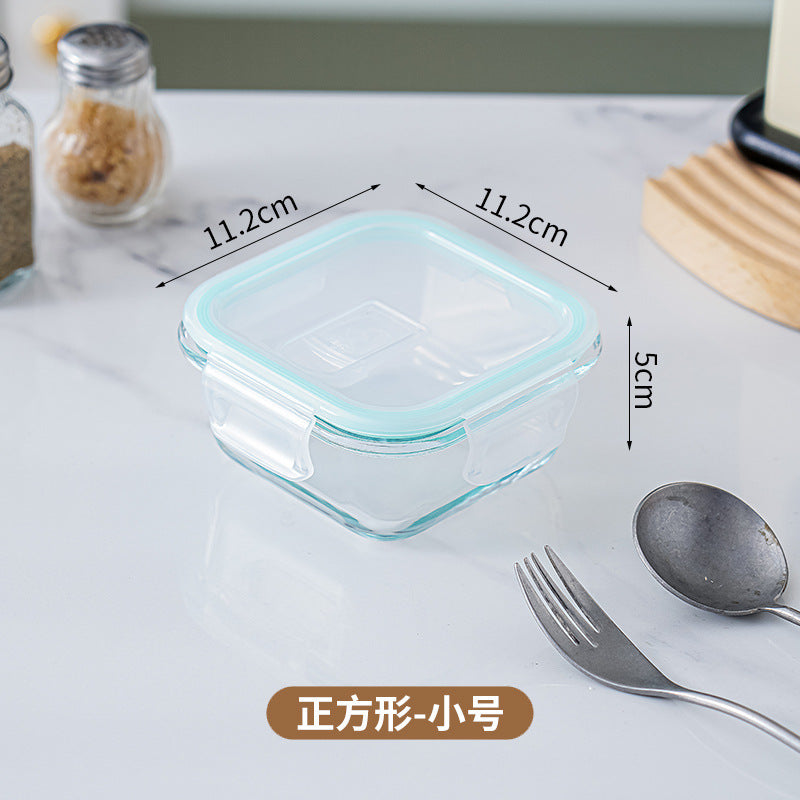 Glass lunch box can be put into the microwave student heating lunch box rectangular lunch box office worker fresh-keeping box household bowl