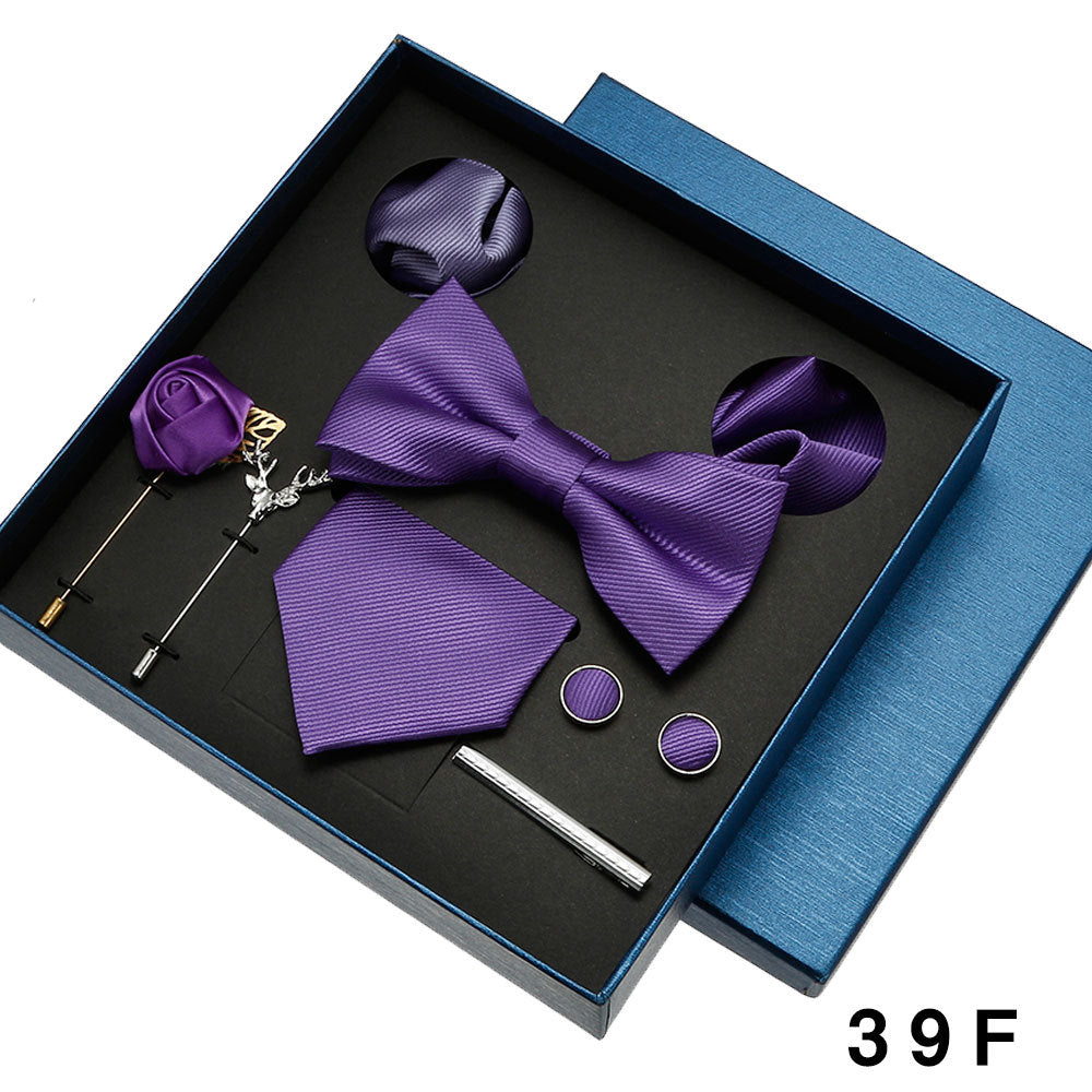 Men's tie, formal suit, bow tie, business gift box set, wedding light luxury gift for boyfriend, wedding groom suit