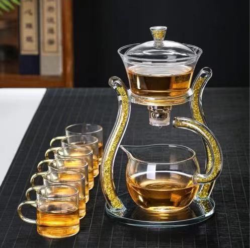 Semi-automatic glass tea set set lazy tea set lazy tea maker office glass all-in-one tea maker