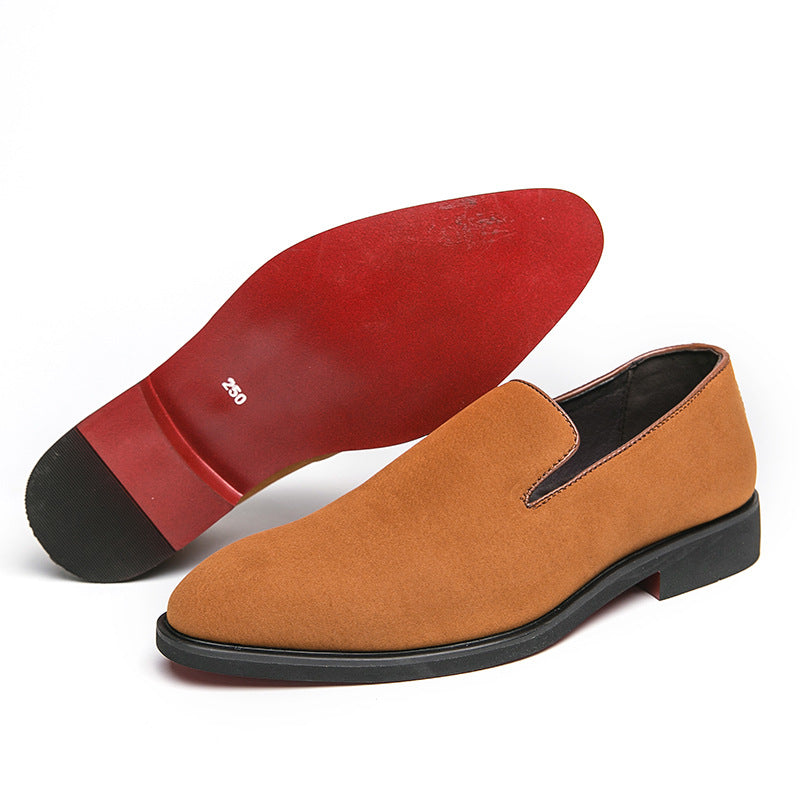 Amazon's best-selling men's casual loafers with pointed toe, frosted leather, red sole, British fashion slip-on shoes
