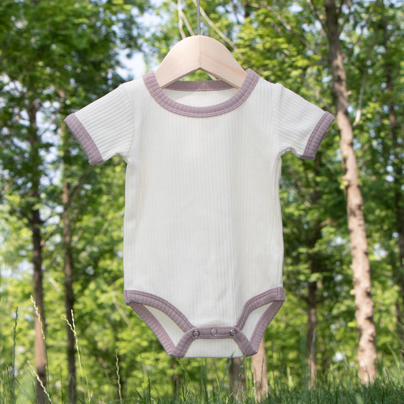 Infant and toddler boys and girls spring and summer ribbed triangle romper clothes crawling clothes jumpsuit