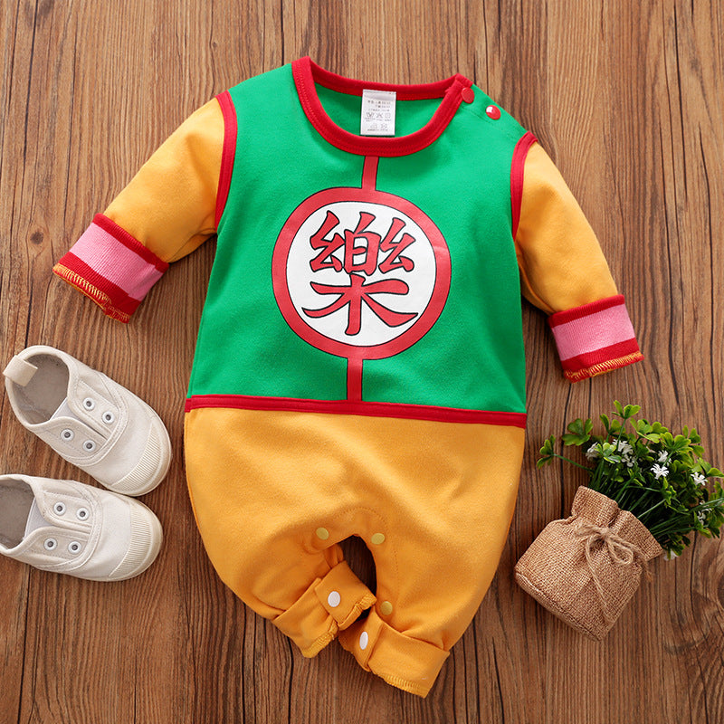 Baby Spring and Autumn Clothing Cotton Long Sleeve Harness Category A Outerwear Animation Themed Newborn Onesie Romper