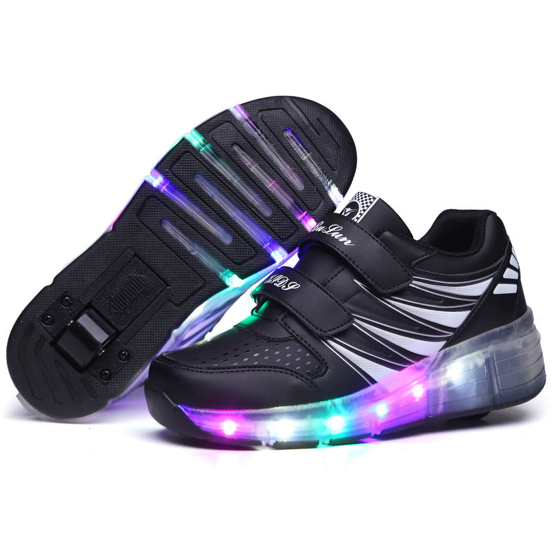 Cross-border special for Heelys shoes LED hair smooth roller shoes boys and girls student sports single and double wheels Amazon