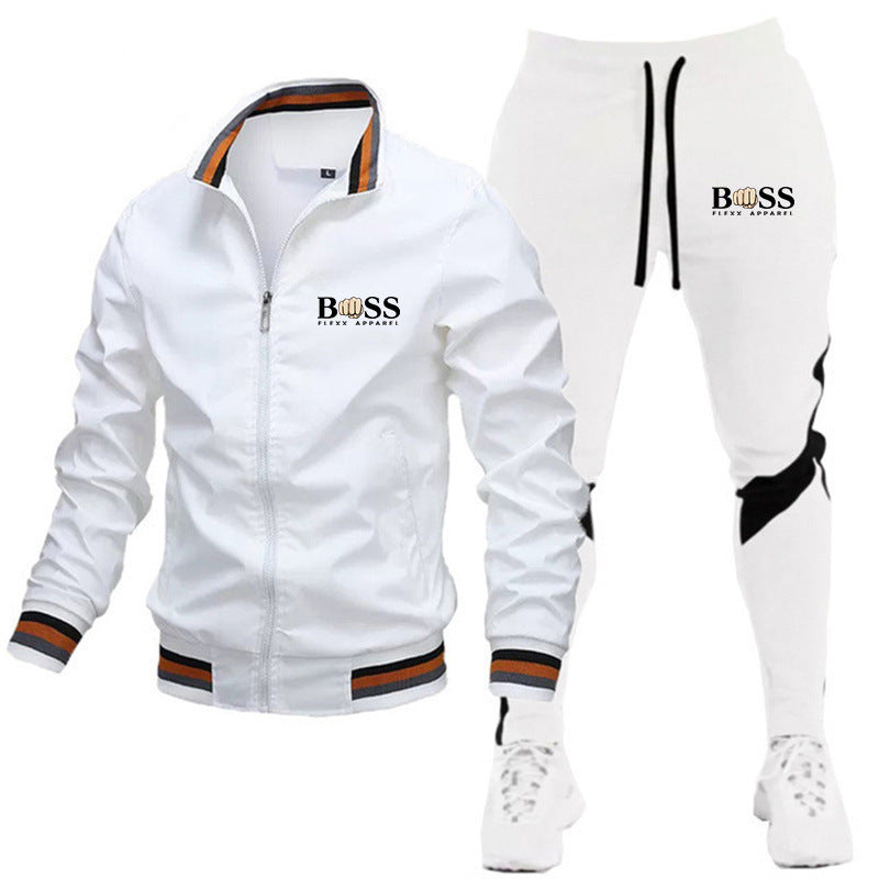 2022 new men's jacket suit casual suit splicing trousers bomber jacket high quality jacket suit