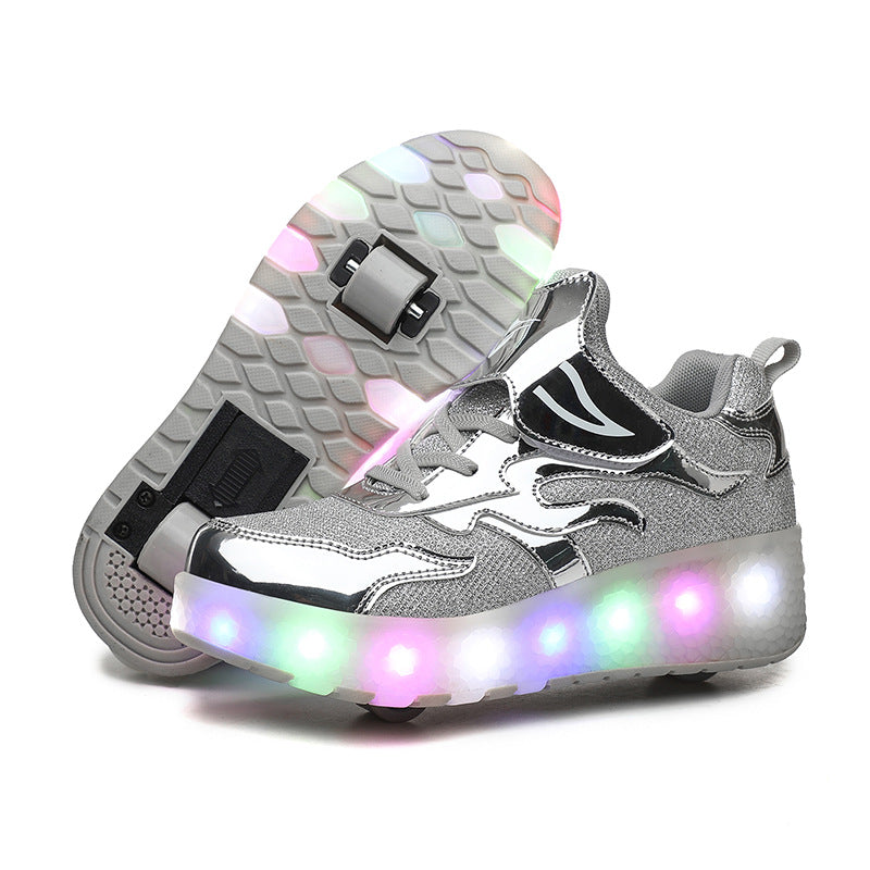 Cross-border special for Heelys shoes LED hair smooth roller shoes boys and girls student sports single and double wheels Amazon