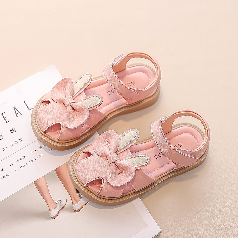 Girls shoes for children Princess shoes 2024 new summer baby soft bottom leather sandals pink