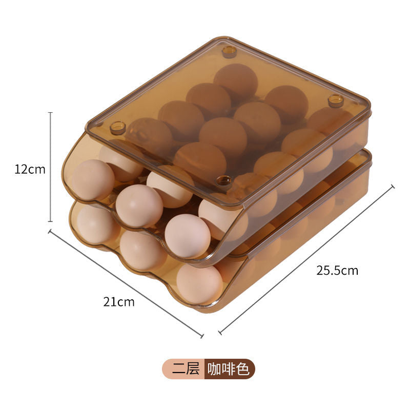 Egg carton automatic egg rolling slide design refrigerator storage box crisper anti-fall large multi-layer storage artifact
