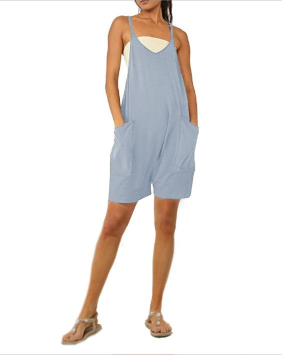 2024 European and American women's clothing Amazon size independent station hot-selling solid color zipper patch pocket suspender jumpsuit fat hip pants