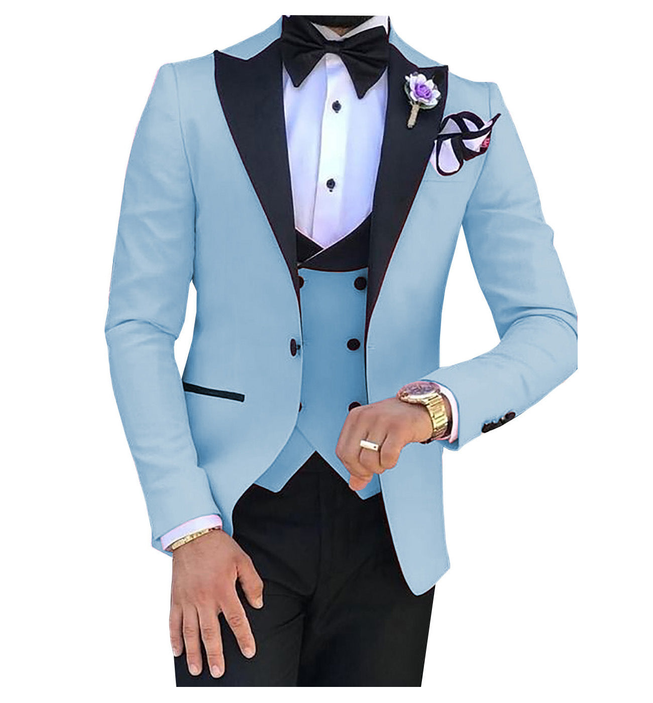 Cross-border Explosive Men's Suit Three-piece Suit Gun Barge Collar Wedding Suit Men's Suit One Drop Shipping Factory