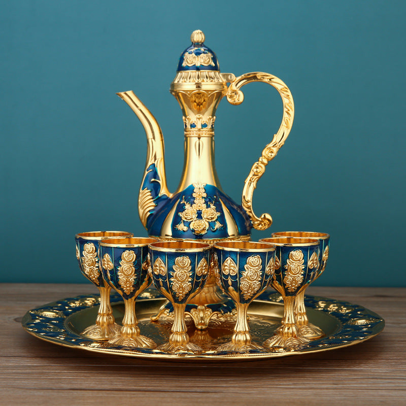 European-style wine jug home creative wedding wine jug retro light luxury white wine glass set Russian ethnic style decoration