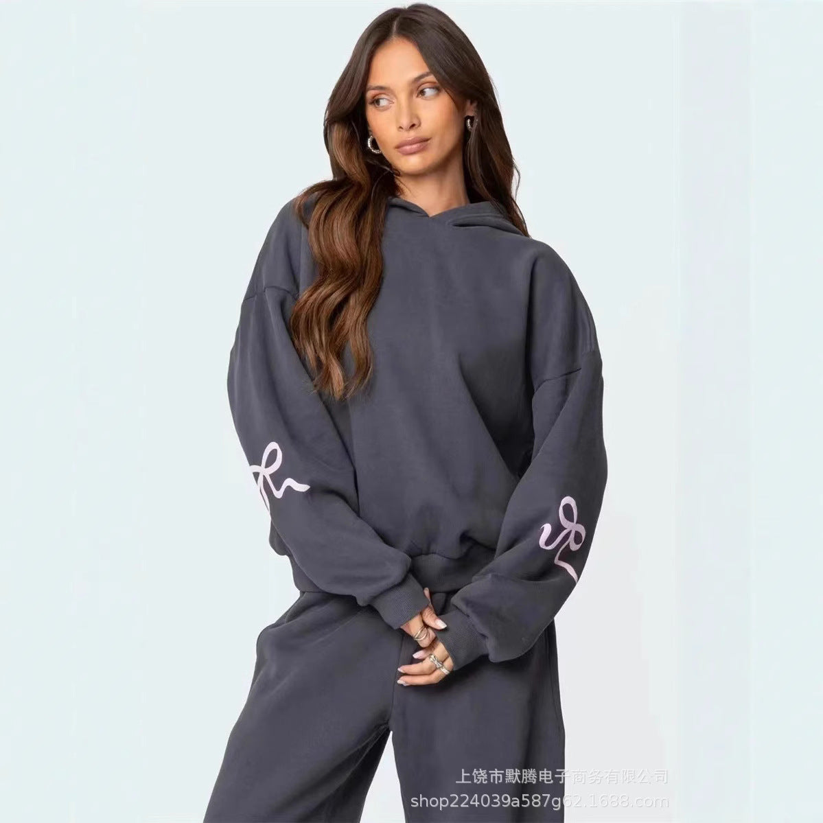 2024 new fashion brand cross-border no hood rope no trouser legs women's large size sweatshirt