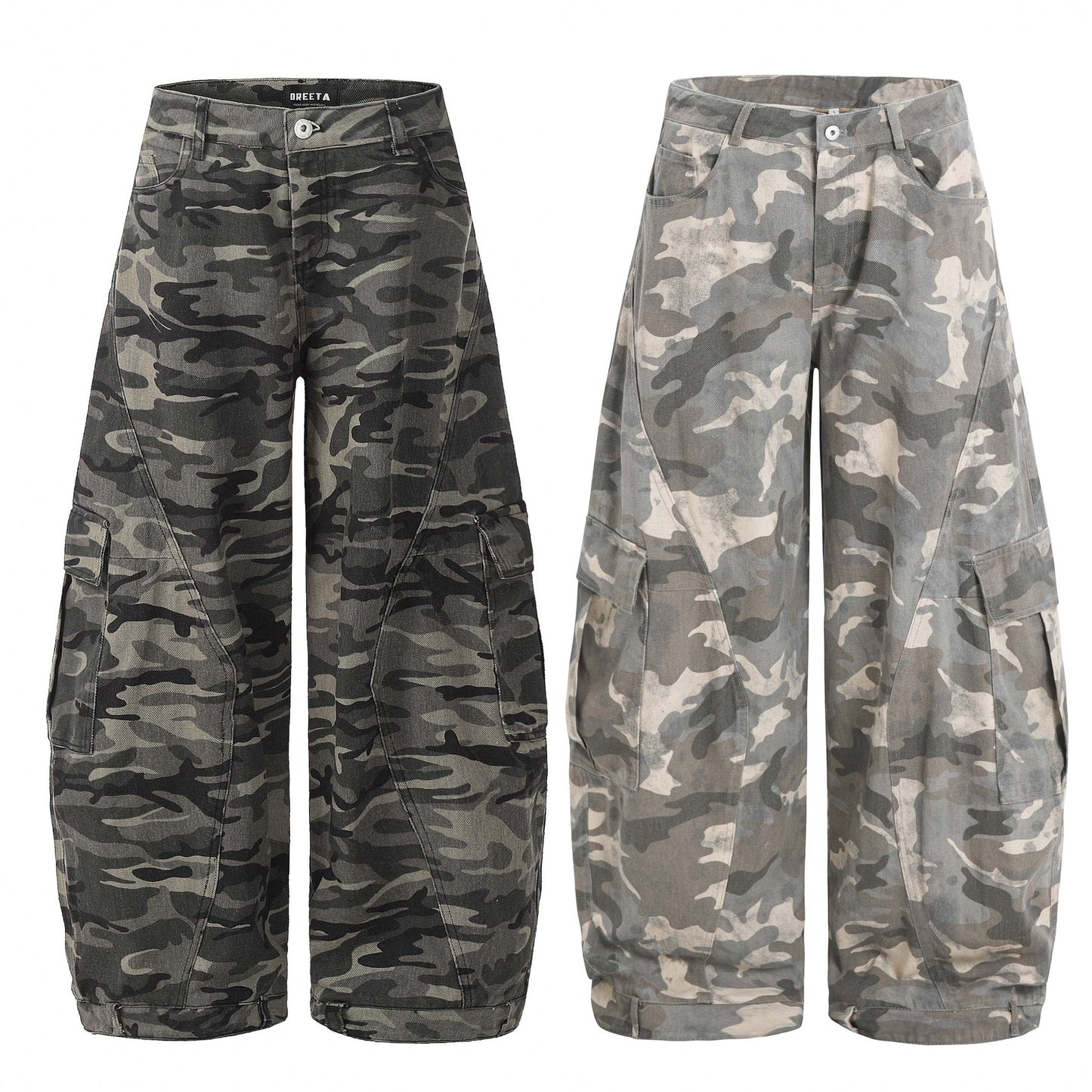OREETA丨American retro wide-leg camouflage pants machete overalls wear-resistant and dirt-resistant high street casual pants for men and women