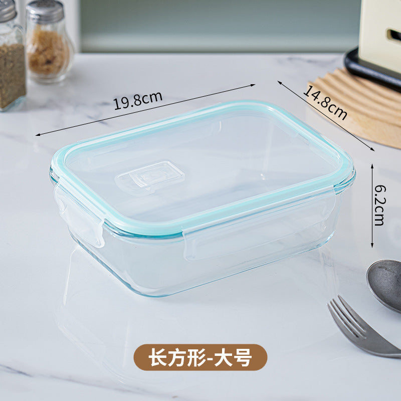 Glass lunch box can be put into the microwave student heating lunch box rectangular lunch box office worker fresh-keeping box household bowl