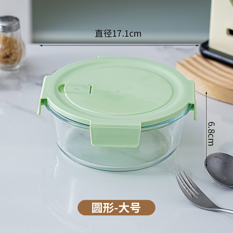 Glass lunch box can be put into the microwave student heating lunch box rectangular lunch box office worker fresh-keeping box household bowl