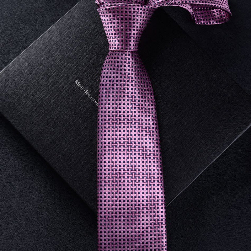 Necktie business tie silk hand tie men's fashion retro business casual professional dress 8CM boxed