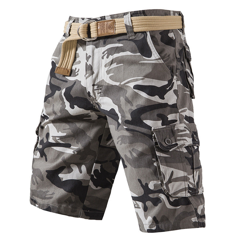 （no belt！）Summer pure cotton shorts men's casual shorts thin camouflage shorts workwear shorts large size loose breeches（no belt！）