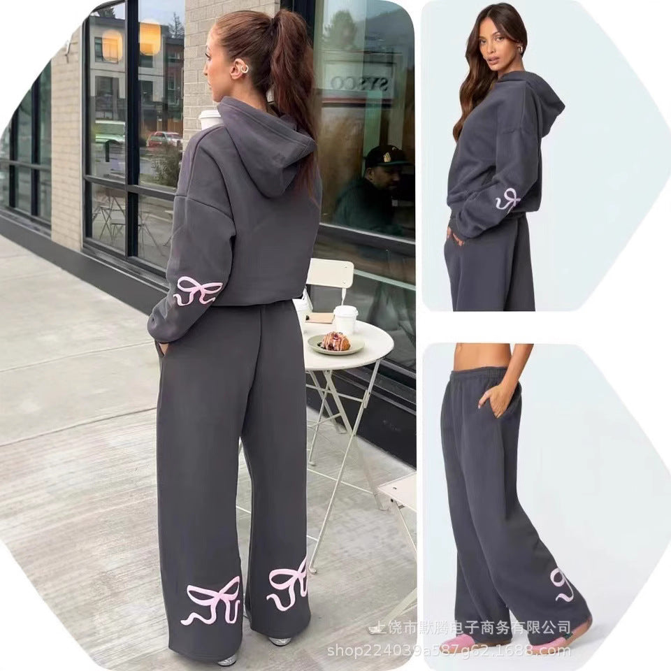 2024 new fashion brand cross-border no hood rope no trouser legs women's large size sweatshirt